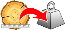 Calculadora de volume  Troncos de Madeira Diâmetro / Longitude → Peso